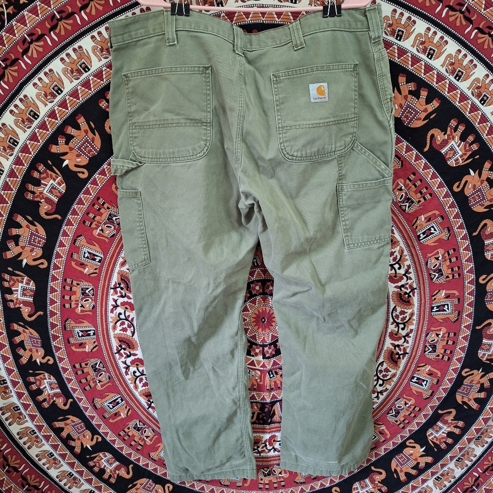 Carhartt 38x30 Men's Carpenter Pants Style B324 Army Olive Green - Picture 5 of 8